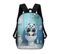 sinyumoney 4Girls Cute Panda Toilet Backpack 3D Printed Boy School Backpack Casual Daypack Lightweight Rucksack for Middle School Students 17inch