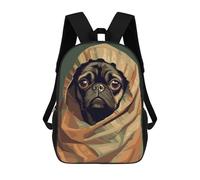 sinyumoney 4Girls Cute Pug Blanket Pixel Art Backpack 3D Printed Boy School Backpack Casual Daypack Lightweight Rucksack for Middle School Students 17inch