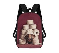 sinyumoney 4Girls Dachshund in Toilet Paper Fort Dachshund Toilet Backpack 3D Printed Boy School Backpack Casual Daypack Lightweight Rucksack for Middle School Students 17inch