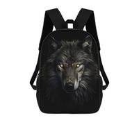 sinyumoney 4Girls Dark Gold Wolf Animal Backpack 3D Printed Boy School Backpack Casual Daypack Lightweight Rucksack for Middle School Students 17inch