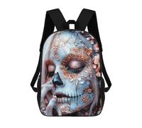 sinyumoney 4Girls Day of The Dead Floral Skull Backpack 3D Printed Boy School Backpack Casual Daypack Lightweight Rucksack for Middle School Students 17inch
