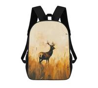 sinyumoney 4Girls Deer in Golden Field Backpack 3D Printed Boy School Backpack Casual Daypack Lightweight Rucksack for Middle School Students 17inch