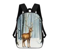 sinyumoney 4Girls Deer in Winter Forest Backpack 3D Printed Boy School Backpack Casual Daypack Lightweight Rucksack for Middle School Students 17inch