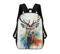 sinyumoney 4Girls Deer Watercolor Animals Backpack 3D Printed Boy School Backpack Casual Daypack Lightweight Rucksack for Middle School Students 17inch