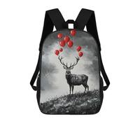 sinyumoney 4Girls Deer with Red Balloons Painting Backpack 3D Printed Boy School Backpack Casual Daypack Lightweight Rucksack for Middle School Students 17inch