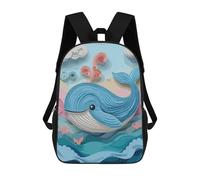 sinyumoney 4Girls Digital Art of Whale in Paper Cut Style Backpack 3D Printed Boy School Backpack Casual Daypack Lightweight Rucksack for Middle School Students 17inch