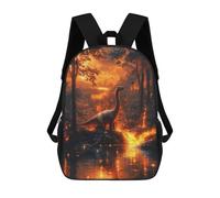 sinyumoney 4Girls Dinosaur in Fire Forest Backpack 3D Printed Boy School Backpack Casual Daypack Lightweight Rucksack for Middle School Students 17inch
