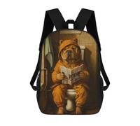sinyumoney 4Girls Dog Goes to The Toilet Backpack 3D Printed Boy School Backpack Casual Daypack Lightweight Rucksack for Middle School Students 17inch