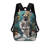 sinyumoney 4Girls Dog in The Toilet Backpack 3D Printed Boy School Backpack Casual Daypack Lightweight Rucksack for Middle School Students 17inch