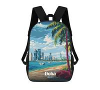 sinyumoney 4Girls Doha, Qatar Beach And Skyline Backpack 3D Printed Boy School Backpack Casual Daypack Lightweight Rucksack for Middle School Students 17inch