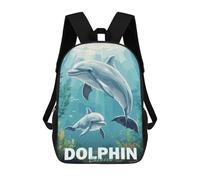sinyumoney 4Girls Dolphin Family Underwater Backpack 3D Printed Boy School Backpack Casual Daypack Lightweight Rucksack for Middle School Students 17inch