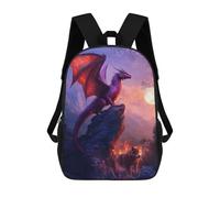 sinyumoney 4Girls Dragon And Wolf Backpack 3D Printed Boy School Backpack Casual Daypack Lightweight Rucksack for Middle School Students 17inch