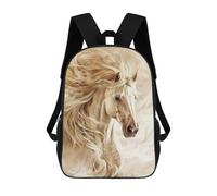 sinyumoney 4Girls Drawing A Horse with A White Mane Backpack 3D Printed Boy School Backpack Casual Daypack Lightweight Rucksack for Middle School Students 17inch