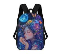 sinyumoney 4Girls Dreamy Flower Girl Backpack 3D Printed Boy School Backpack Casual Daypack Lightweight Rucksack for Middle School Students 17inch