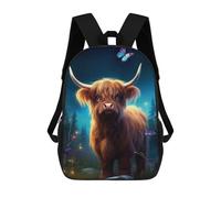 sinyumoney 4Girls Dreamy Highland Cow Backpack 3D Printed Boy School Backpack Casual Daypack Lightweight Rucksack for Middle School Students 17inch