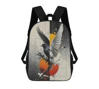 sinyumoney 4Girls Dual-Toned Bird with Abstract Background Backpack 3D Printed Boy School Backpack Casual Daypack Lightweight Rucksack for Middle School Students 17inch