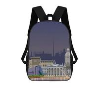 sinyumoney 4Girls Dublin Travel Print Backpack 3D Printed Boy School Backpack Casual Daypack Lightweight Rucksack for Middle School Students 17inch