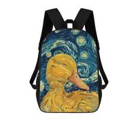 sinyumoney 4Girls Duckling in Starry Night Style Backpack 3D Printed Boy School Backpack Casual Daypack Lightweight Rucksack for Middle School Students 17inch