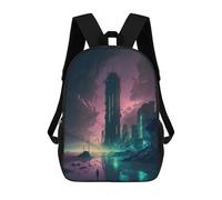 sinyumoney 4Girls Dystopian Cityscape -4 Backpack 3D Printed Boy School Backpack Casual Daypack Lightweight Rucksack for Middle School Students 17inch