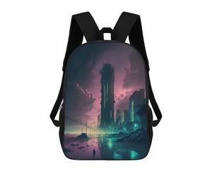 sinyumoney 4Girls Dystopian Cityscape -4 Backpack 3D Printed Boy School Backpack Casual Daypack Lightweight Rucksack for Middle School Students 17inch