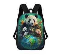 sinyumoney 4Girls Earth Day Panda Backpack 3D Printed Boy School Backpack Casual Daypack Lightweight Rucksack for Middle School Students 17inch