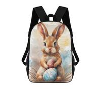sinyumoney 4Girls Easter Bunny with Colorful Eggs Backpack 3D Printed Boy School Backpack Casual Daypack Lightweight Rucksack for Middle School Students 17inch
