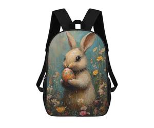 sinyumoney 4Girls Easter Bunny with Egg Backpack 3D Printed Boy School Backpack Casual Daypack Lightweight Rucksack for Middle School Students 17inch