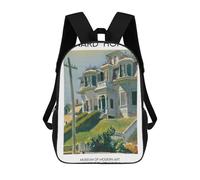 sinyumoney 4Girls Edward Hopper House Painting Backpack 3D Printed Boy School Backpack Casual Daypack Lightweight Rucksack for Middle School Students 17inch