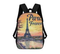 sinyumoney 4Girls Eiffel Tower Paris France Backpack 3D Printed Boy School Backpack Casual Daypack Lightweight Rucksack for Middle School Students 17inch