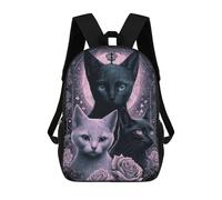 sinyumoney 4Girls Enchanted Feline Portraits Backpack 3D Printed Boy School Backpack Casual Daypack Lightweight Rucksack for Middle School Students 17inch
