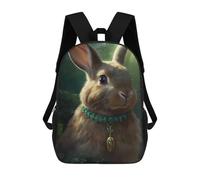 sinyumoney 4Girls Enchanted Forest Bunny Backpack 3D Printed Boy School Backpack Casual Daypack Lightweight Rucksack for Middle School Students 17inch