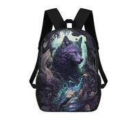 sinyumoney 4Girls Enchanted Wolf Portrait -13 Backpack 3D Printed Boy School Backpack Casual Daypack Lightweight Rucksack for Middle School Students 17inch