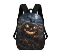 sinyumoney 4Girls Evil Pumpkin Halloween Backpack 3D Printed Boy School Backpack Casual Daypack Lightweight Rucksack for Middle School Students 17inch