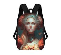 sinyumoney 4Girls Fantasy Floral Portrait -6 Backpack 3D Printed Boy School Backpack Casual Daypack Lightweight Rucksack for Middle School Students 17inch