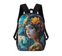 sinyumoney 4Girls Fantasy Woman with Flowers Backpack 3D Printed Boy School Backpack Casual Daypack Lightweight Rucksack for Middle School Students 17inch