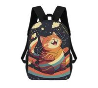 sinyumoney 4Girls Fat Cat Laughs Backpack 3D Printed Boy School Backpack Casual Daypack Lightweight Rucksack for Middle School Students 17inch