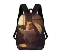 sinyumoney 4Girls Fat Cat Toilet Newspaper Backpack 3D Printed Boy School Backpack Casual Daypack Lightweight Rucksack for Middle School Students 17inch