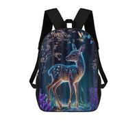 sinyumoney 4Girls Fawn in Enchanted Forest Backpack 3D Printed Boy School Backpack Casual Daypack Lightweight Rucksack for Middle School Students 17inch