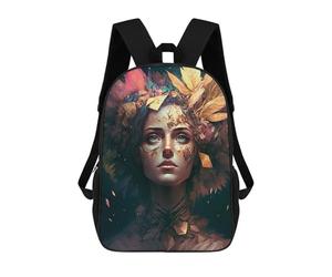 sinyumoney 4Girls Feathered Fantasy Portrait Backpack 3D Printed Boy School Backpack Casual Daypack Lightweight Rucksack for Middle School Students 17inch