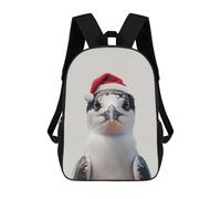 sinyumoney 4Girls Festive Tern Bird Portrait with Santa Hat Backpack 3D Printed Boy School Backpack Casual Daypack Lightweight Rucksack for Middle School Students 17inch