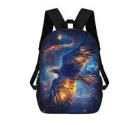 sinyumoney 4Girls Fiery Eagle in Space Backpack 3D Printed Boy School Backpack Casual Daypack Lightweight Rucksack for Middle School Students 17inch
