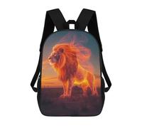 sinyumoney 4Girls Fiery Lion Savanah King Backpack 3D Printed Boy School Backpack Casual Daypack Lightweight Rucksack for Middle School Students 17inch