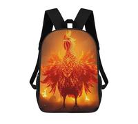 sinyumoney 4Girls Fiery Rooster Burning Landscape Backpack 3D Printed Boy School Backpack Casual Daypack Lightweight Rucksack for Middle School Students 17inch