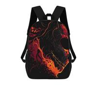 sinyumoney 4Girls Fiery Skull Abstract Art Backpack 3D Printed Boy School Backpack Casual Daypack Lightweight Rucksack for Middle School Students 17inch