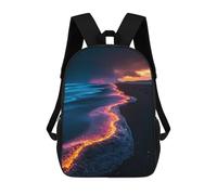 sinyumoney 4Girls Fiery Waves on Black Sand Beach Backpack 3D Printed Boy School Backpack Casual Daypack Lightweight Rucksack for Middle School Students 17inch