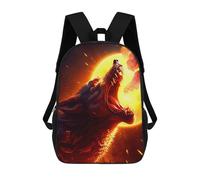 sinyumoney 4Girls Fiery Wolf's Roar Backpack 3D Printed Boy School Backpack Casual Daypack Lightweight Rucksack for Middle School Students 17inch