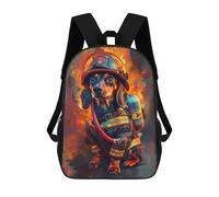 sinyumoney 4Girls Firefighter Dachshund Backpack 3D Printed Boy School Backpack Casual Daypack Lightweight Rucksack for Middle School Students 17inch
