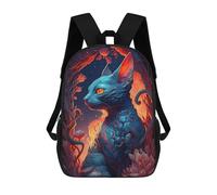 sinyumoney 4Girls Flame-Infused Fantasy Cat Backpack 3D Printed Boy School Backpack Casual Daypack Lightweight Rucksack for Middle School Students 17inch