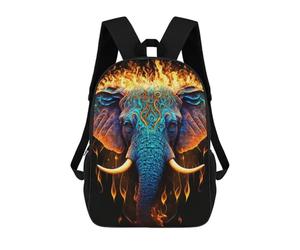 sinyumoney 4Girls Flaming Elephant Artwork Backpack 3D Printed Boy School Backpack Casual Daypack Lightweight Rucksack for Middle School Students 17inch