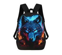 sinyumoney 4Girls Flaming Wolf Artwork -2 Backpack 3D Printed Boy School Backpack Casual Daypack Lightweight Rucksack for Middle School Students 17inch